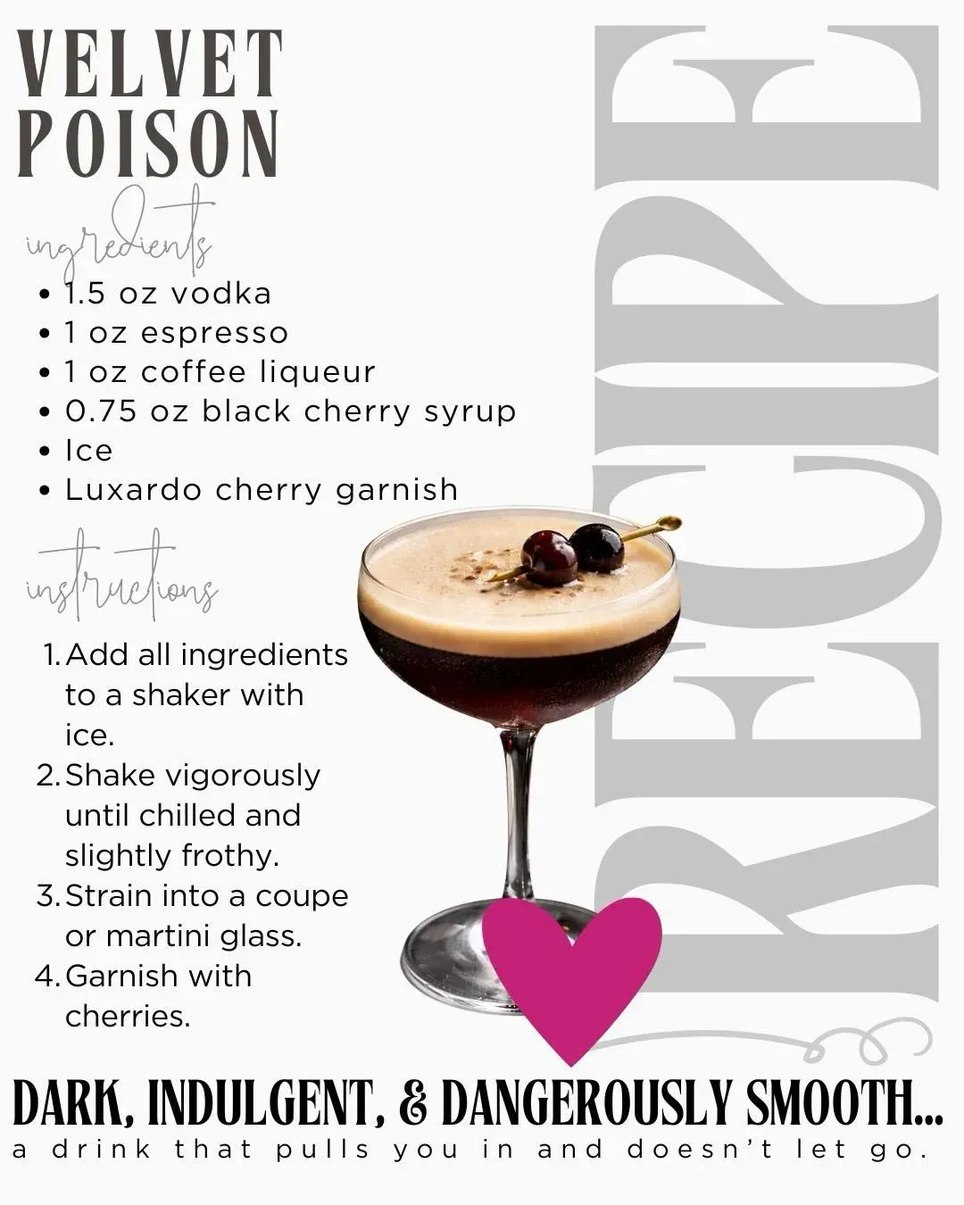 Velvet Poison, cocktail version recipe